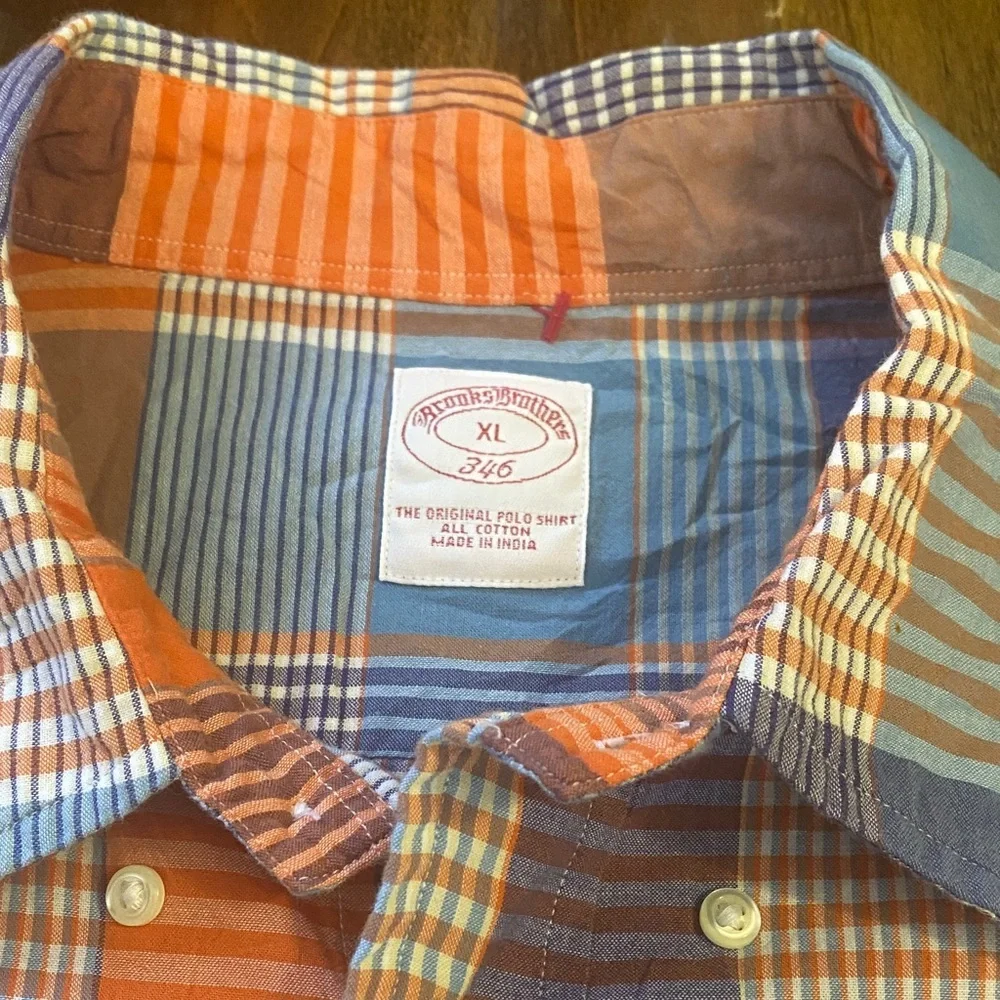 Brooks Brothers Orange and Blue Plaid Shirt - Picture 2 of 7
